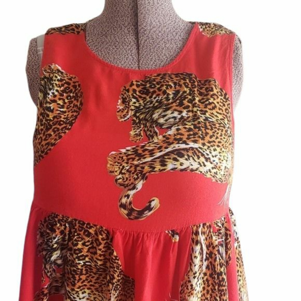 Minkpink Jaguar Red Sleevel Baby Doll Dress, Sz S - Picture 4 of 14